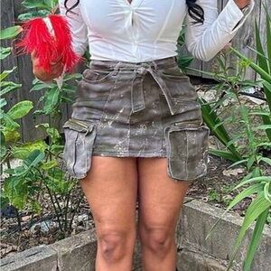 Printed Utility Skirt